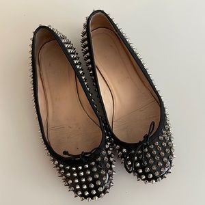 Christian Louboutin Black Studded Flats